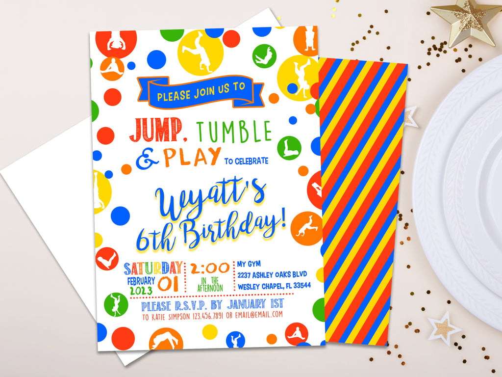 Jump Invitation Printable or Printed With FREE SHIPPING Jump