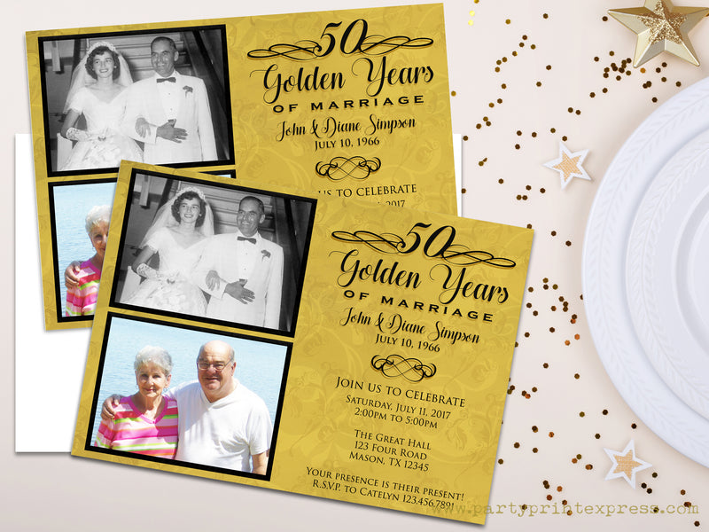 Then & Now 60th Wedding Anniversary Invitations