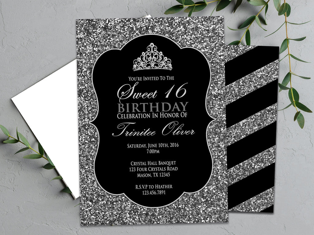 Black and Silver Glitter 16 | Party Print Express