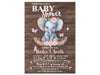 Pink Floral Elephant Baby Shower Invitations