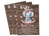 Pink Floral Elephant Baby Shower Invitations