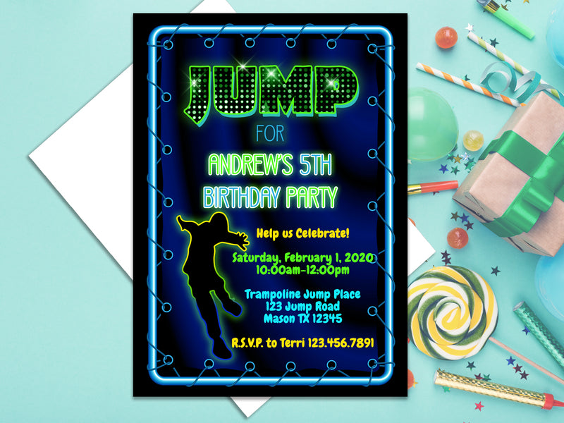 Jump Invitation Printable or Printed With FREE SHIPPING Jump