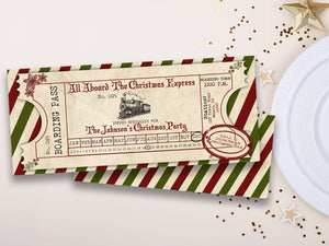 Vintage Christmas Train Ticket Invitations