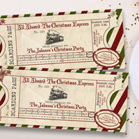 Vintage Christmas Train Ticket Invitations