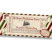 Vintage Christmas Train Ticket Invitations