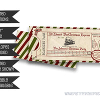 Vintage Christmas Train Ticket Invitations