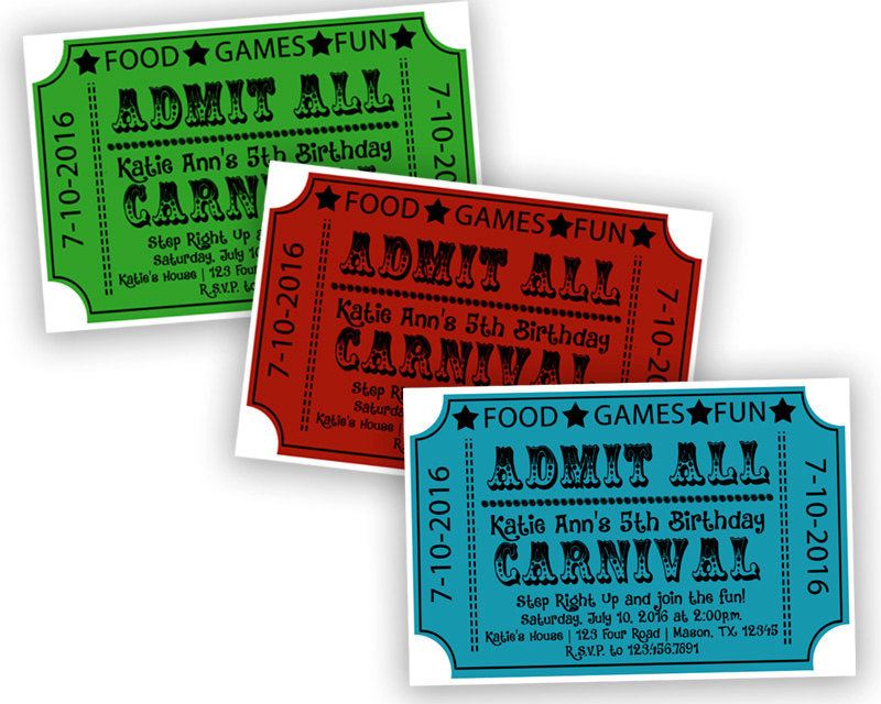 Carnival Ticket Birthday Invitation