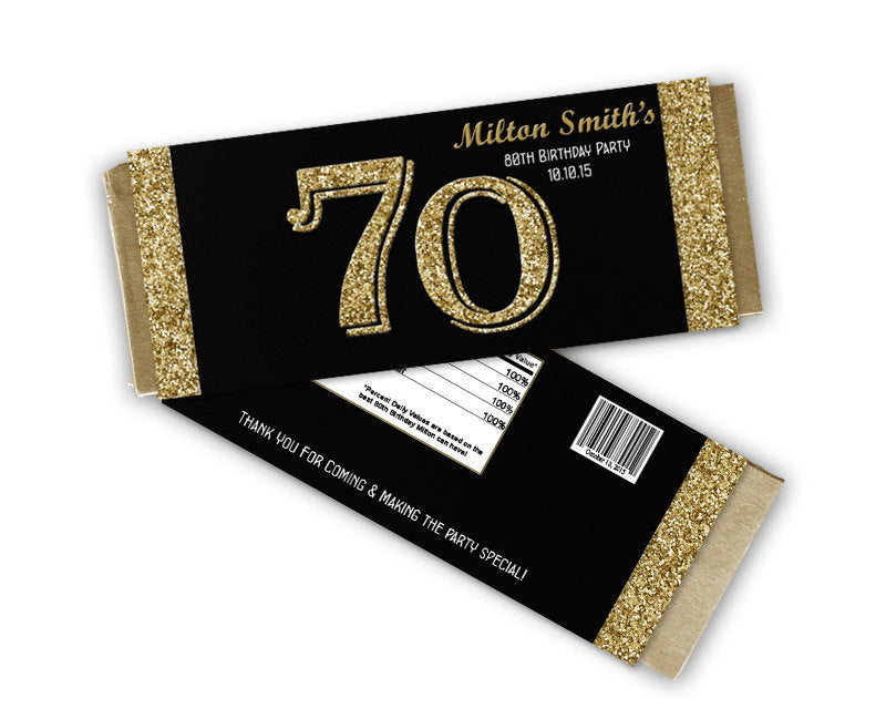 Hershey Bar Wrapper:personalized Black and Gold Wrappers 