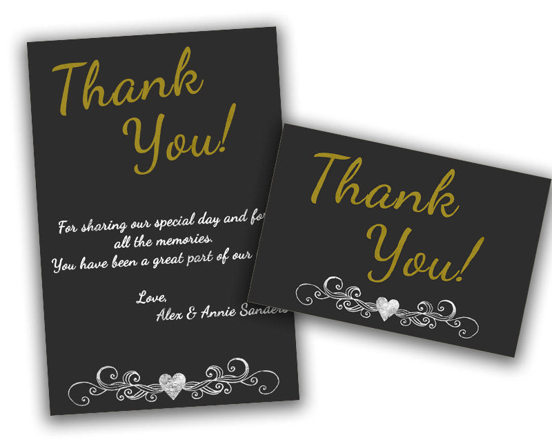 50th Wedding Anniversary Black Thank You Cards | Party Print Express