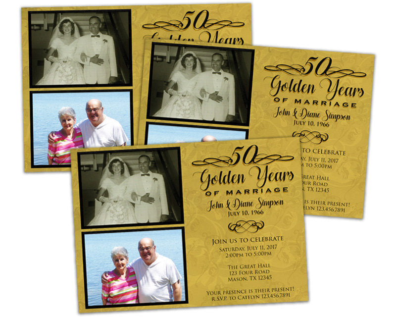 Now And Then Hanging Photos 60th Wedding Anniversary Invitation