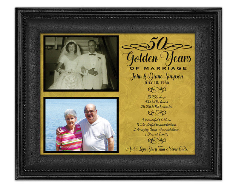 Golden 50th Wedding Anniversary Then & Now Print | Party Print Express