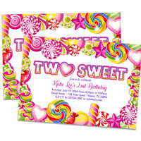 TWO Sweet 2nd Birthday Girl Invitations