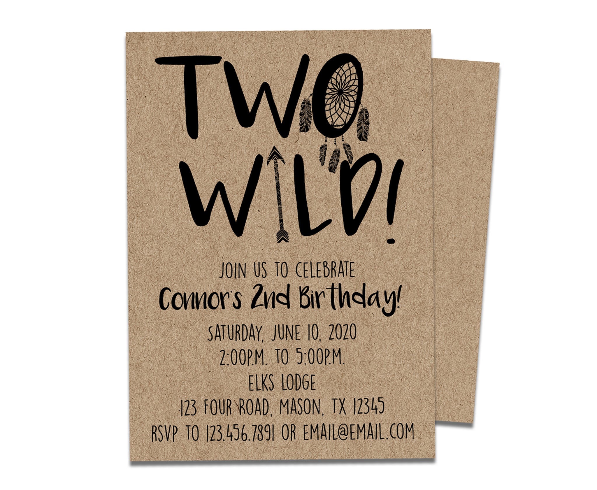 TWO Wild 2nd Birthday Invitations Kraft | Party Print Express